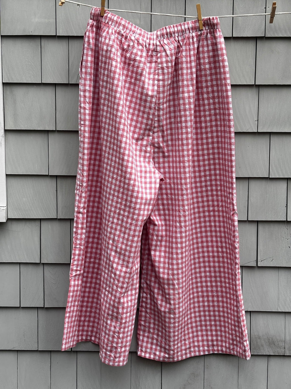 Brand new preloved pants Lullaby Club pink gingham wide leg back view size XXL NWT