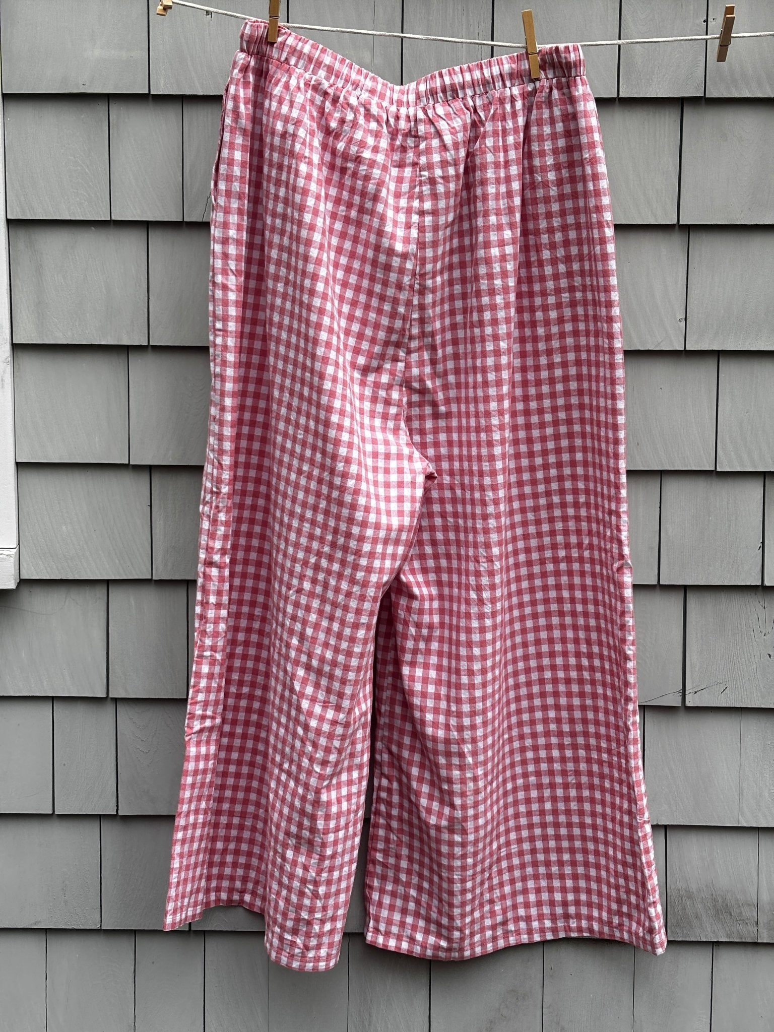 Brand new preloved pants Lullaby Club pink gingham wide leg back view size XXL NWT
