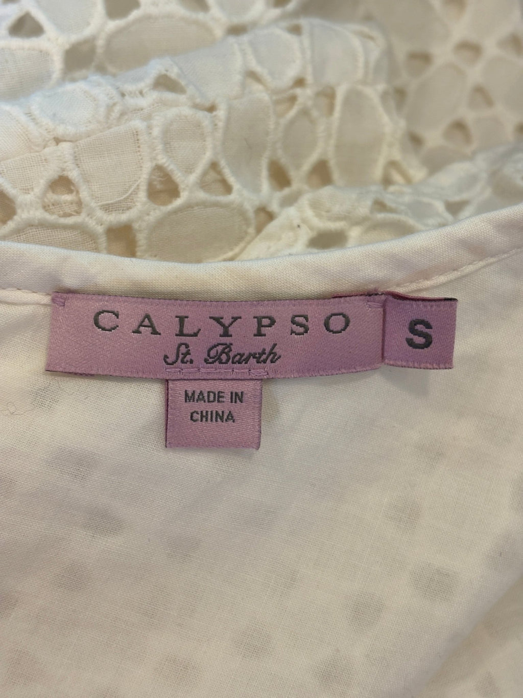 Calypso St. Barth brand label showing size Small