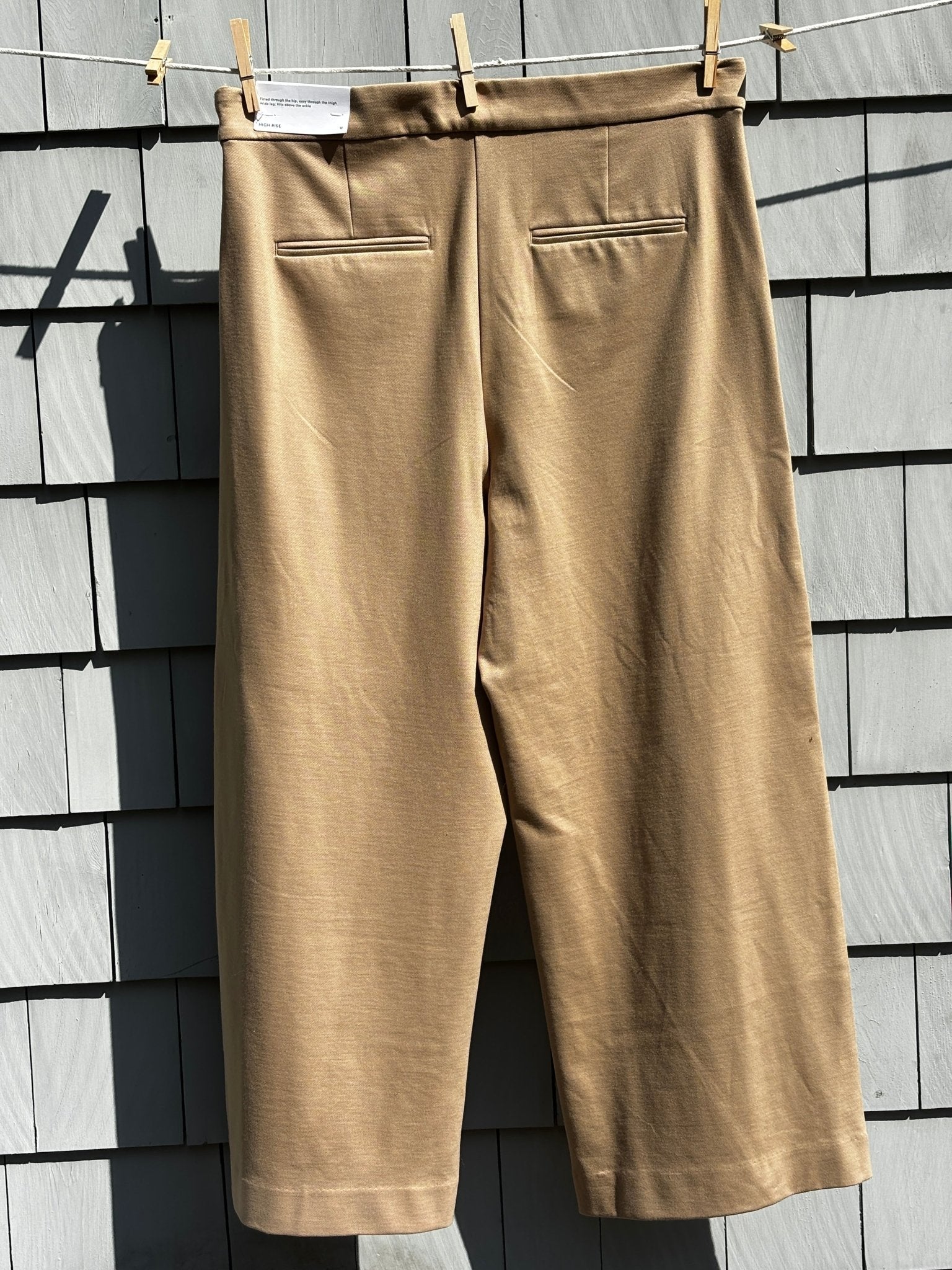 Classic thrifted  pants Ann Taylor camel wide leg crop back view NWT