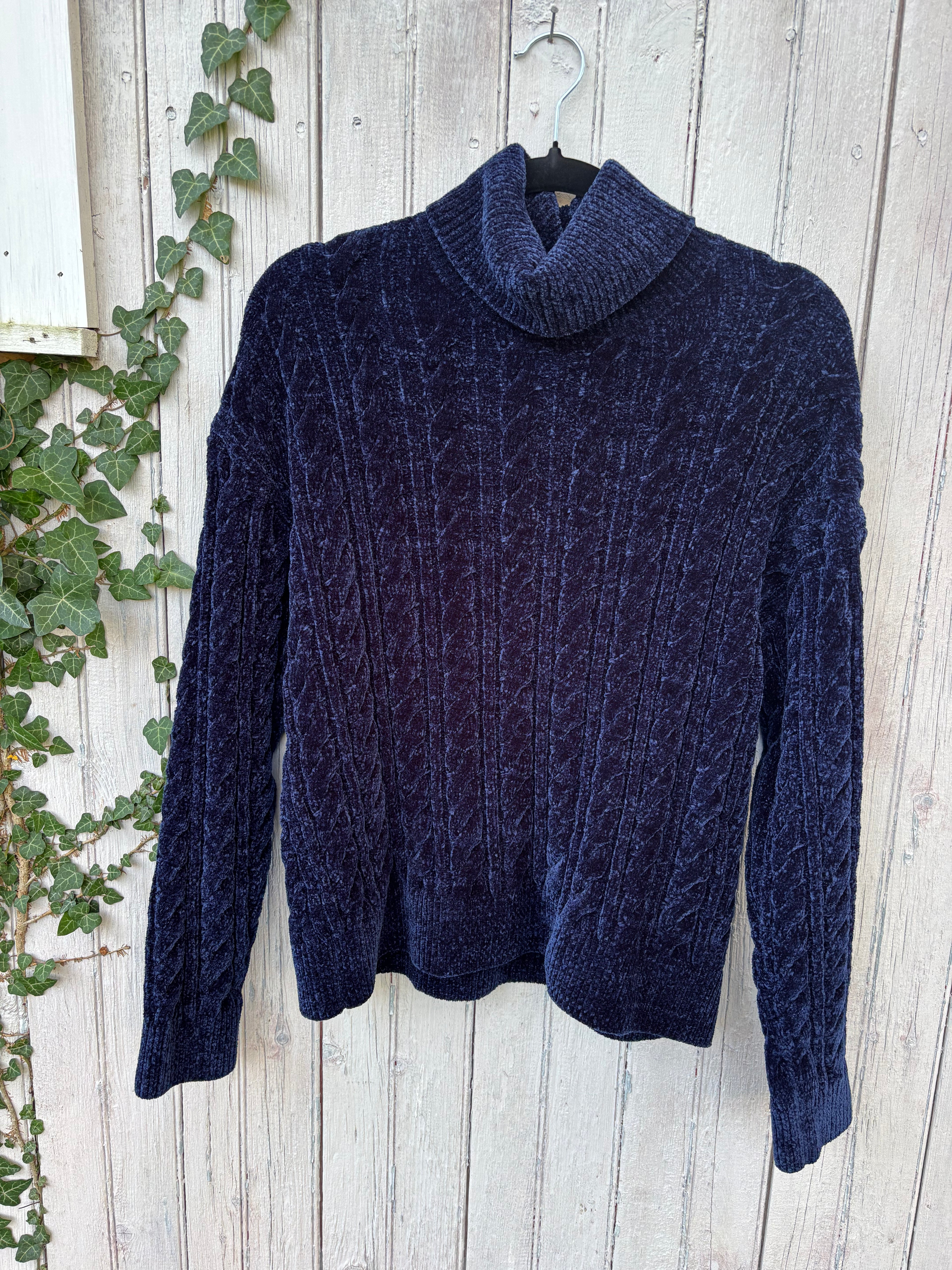 Velour Turtle Neck Sweater, Size Medium