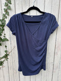 Short Sleeve Top with Ruching, Size Small