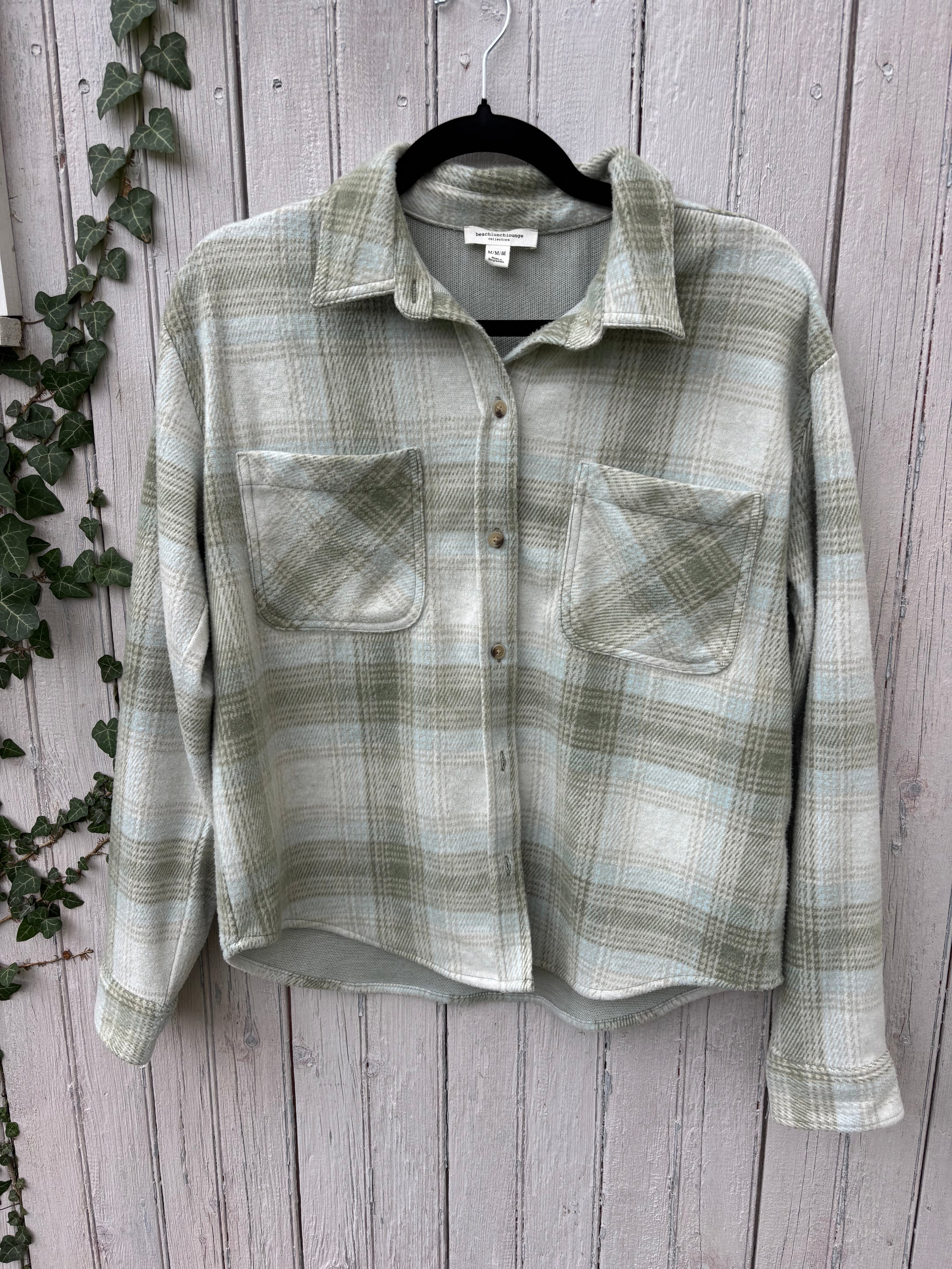 Plaid Sweater/Jacket, Size Medium