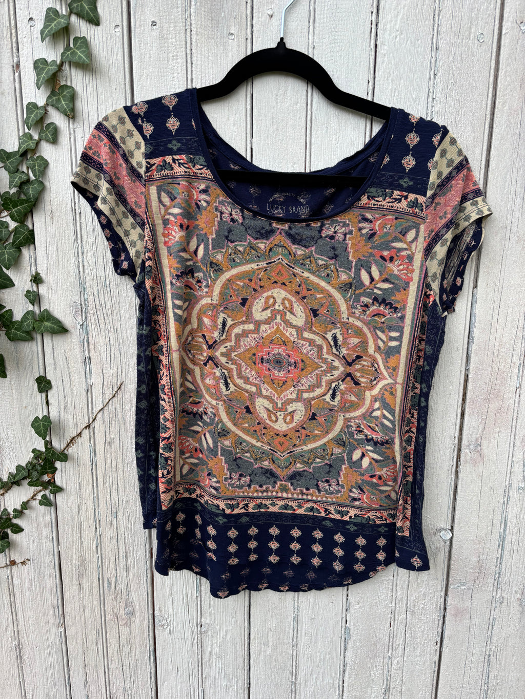 Lucky Brand Short Sleeve Top, Size Medium