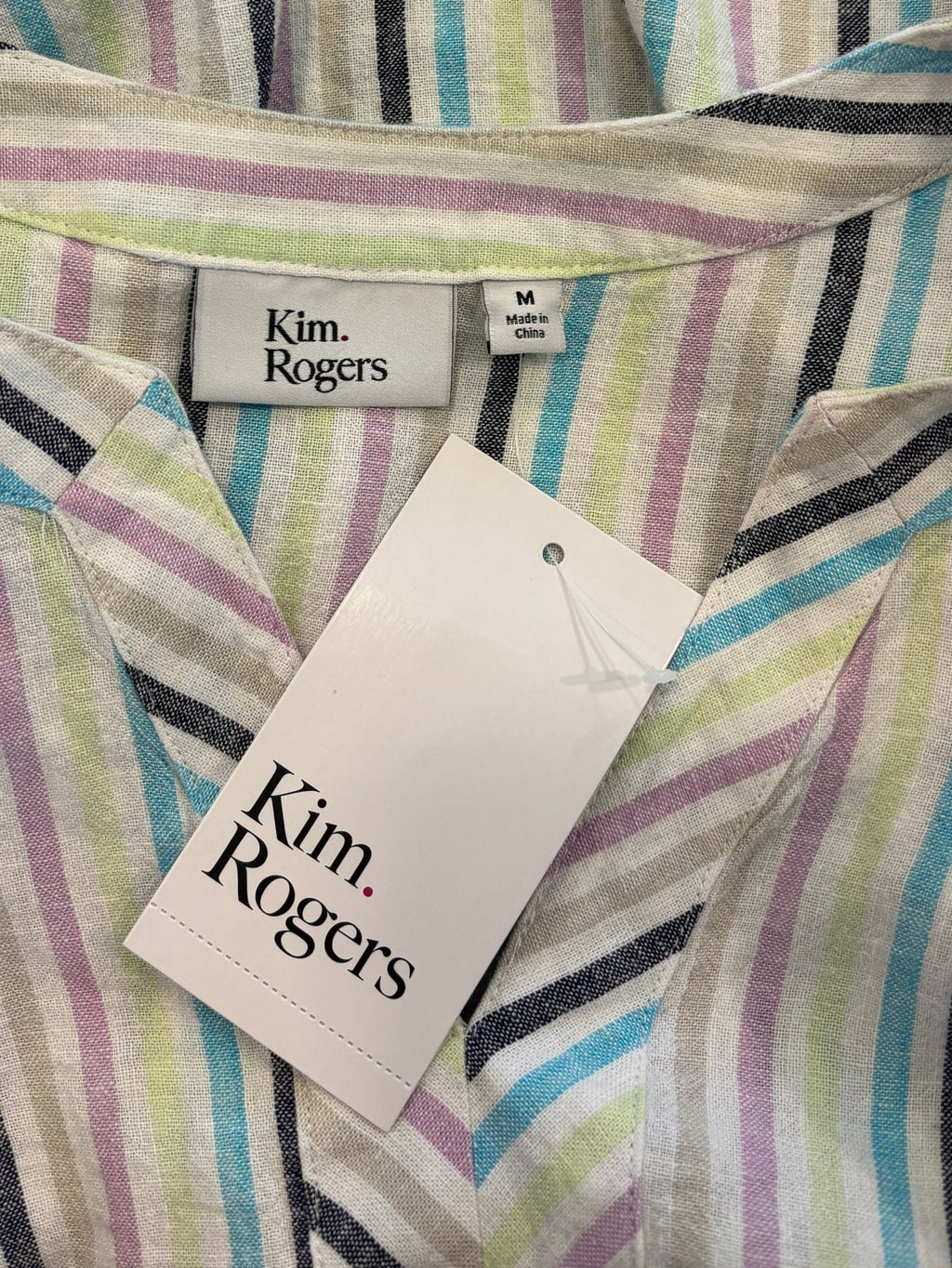 Interior neck label showing Kim Rogers brand, size M, Made in China