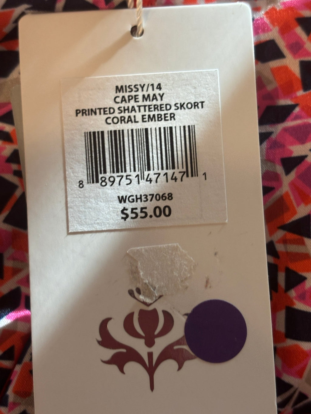 Lady Hagen printed skort size 14 price tag