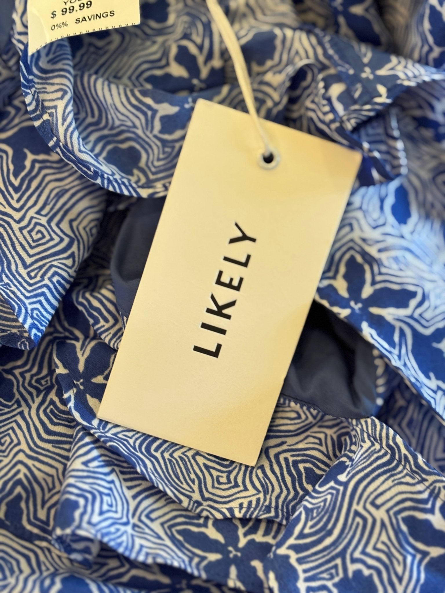 Likely blue floral midi dress price tag size 6 retail 99.99 NWT