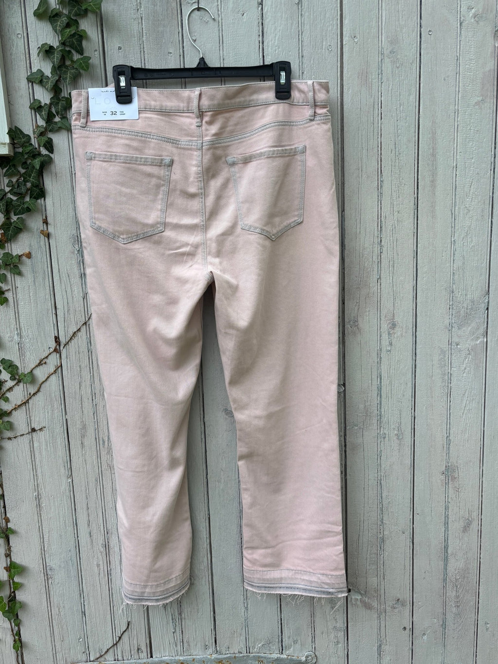 LOFT The Crop blush pink jeans back view with original tags attached