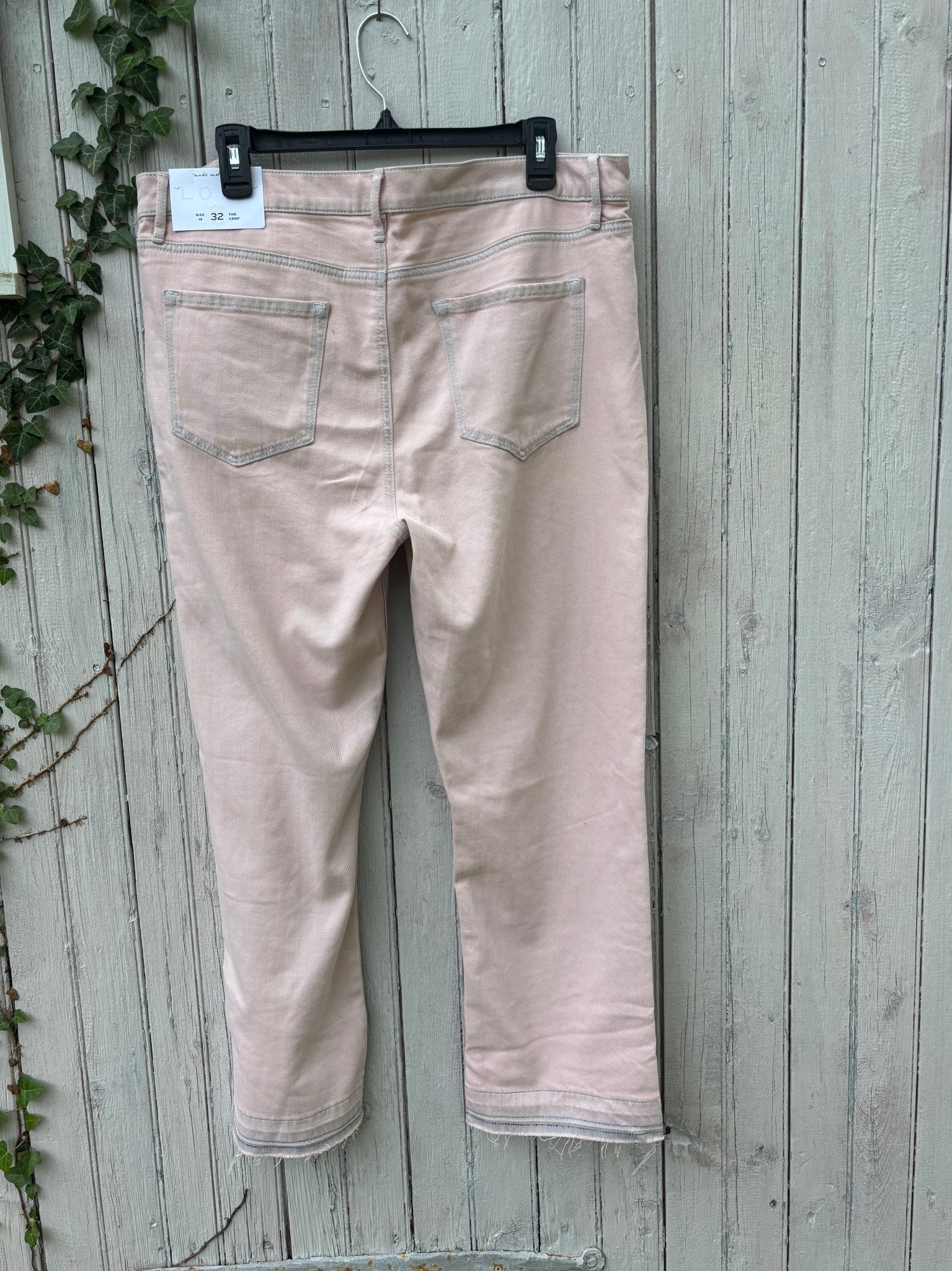 LOFT The Crop blush pink jeans back view with original tags attached