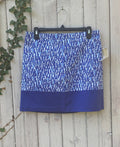 Michael Michael Kors royal blue abstract print mini skirt, front view on hanger