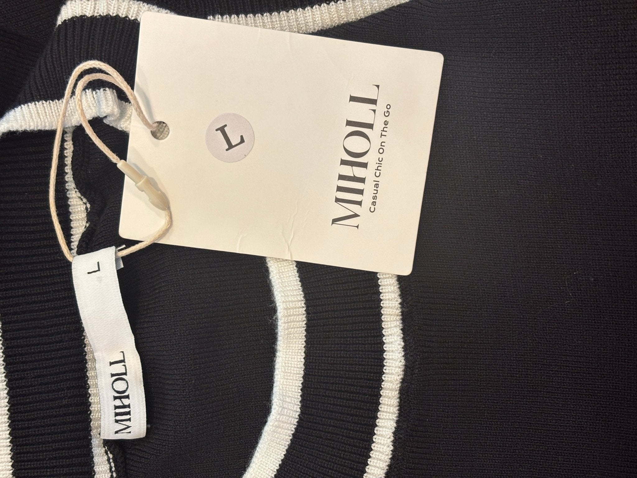 Miholl brand hang tag showing size large, Casual Chic On The Go