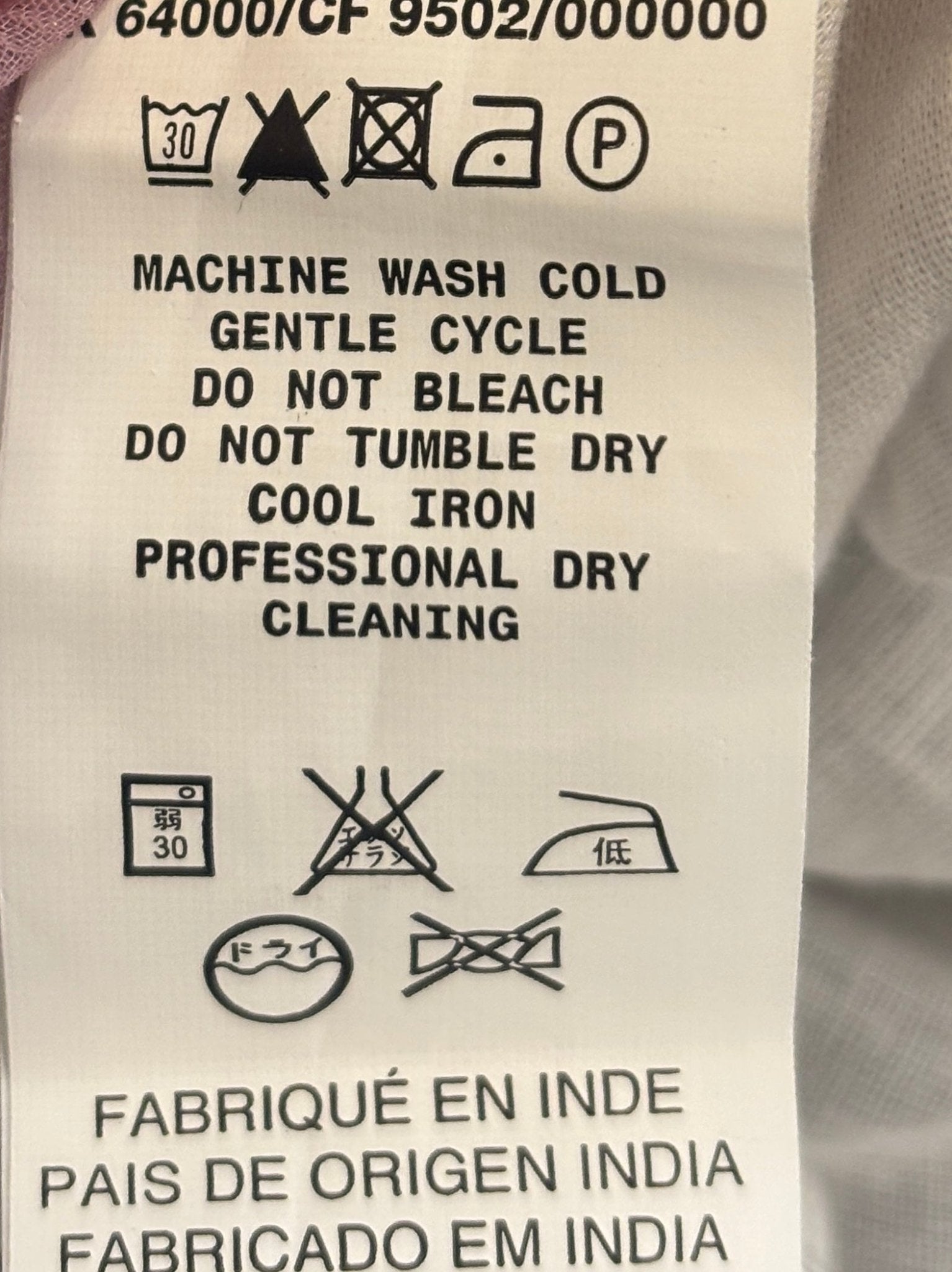 Care label — machine wash cold gentle cycle do not tumble dry, Miss Sixty