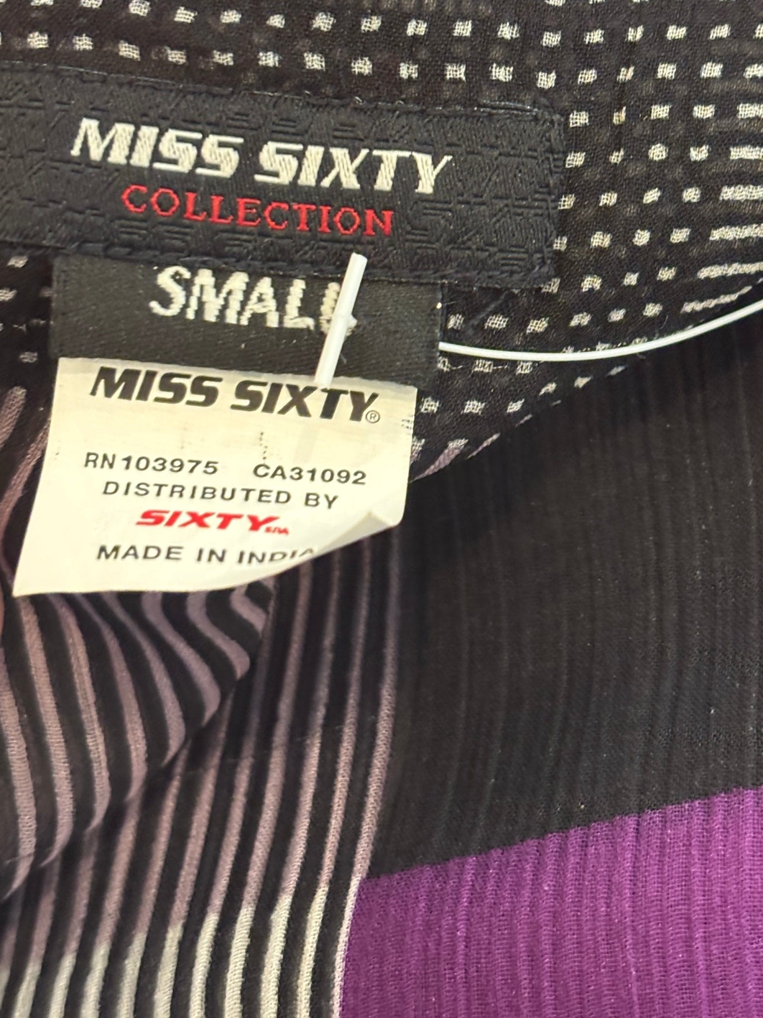 Miss Sixty Collection brand label showing size Small