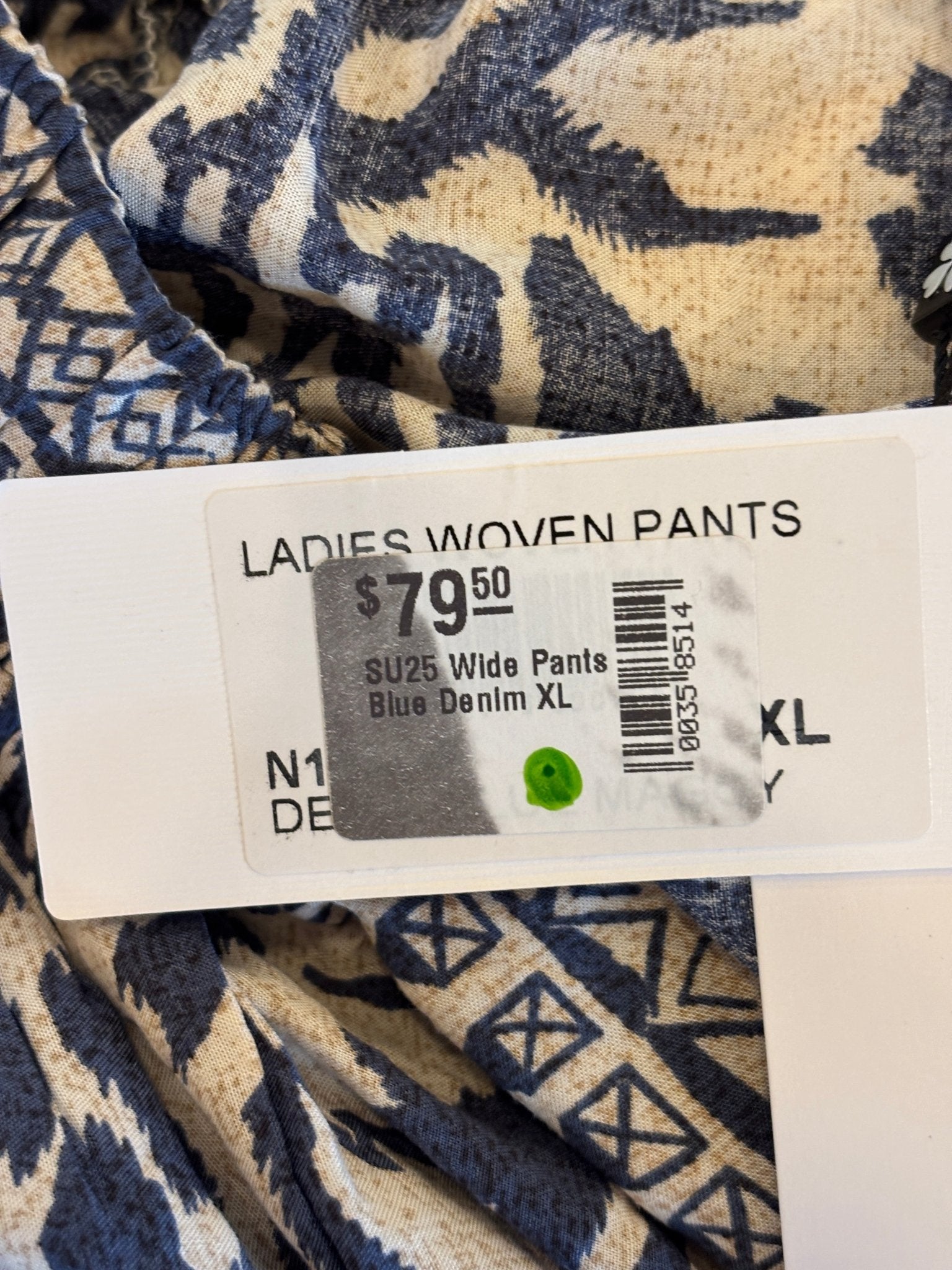 Molly Bracken wide leg pants size XL retail 79.50 NWT price tag blue denim