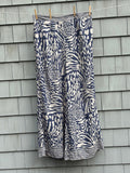 Molly Bracken wide leg pants size XL navy cream animal print NWT front view clothesline