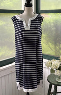 Nautica navy stripe sleeveless shift dress front view new with tags size XL Sassy and Chic