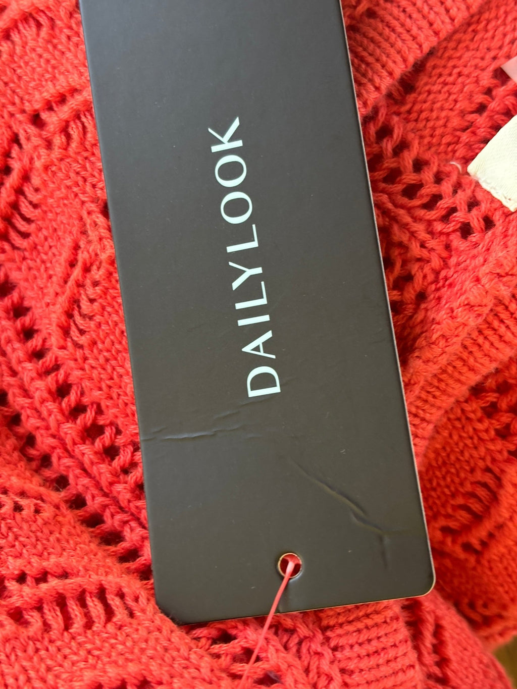 Olivia Grey DailyLook hang tag coral pointelle cardigan new with tags Sassy and Chic