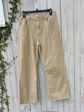 Paris Pop New York Mir Mom Jean front view in beige with frayed hem, size XL new with tags
