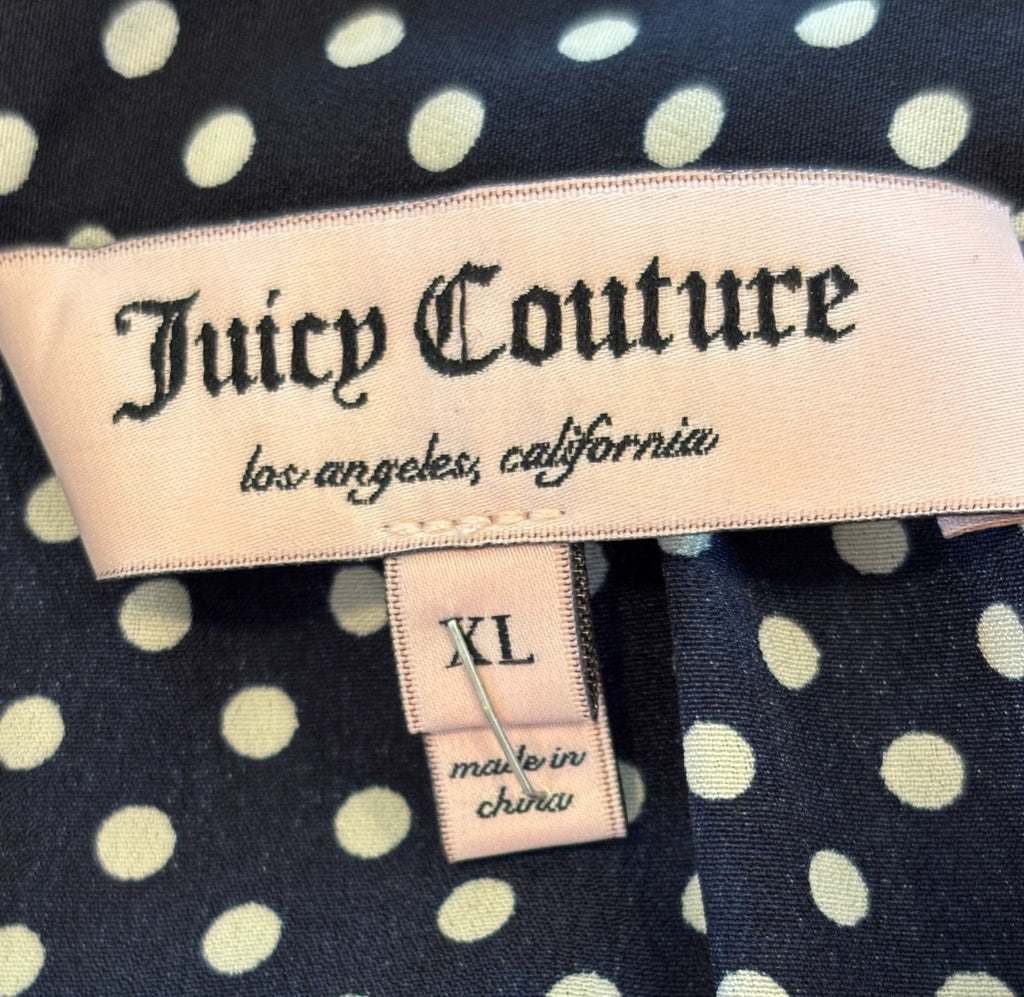 Juicy Couture brand label navy polka dot top size XL like new Sassy and Chic