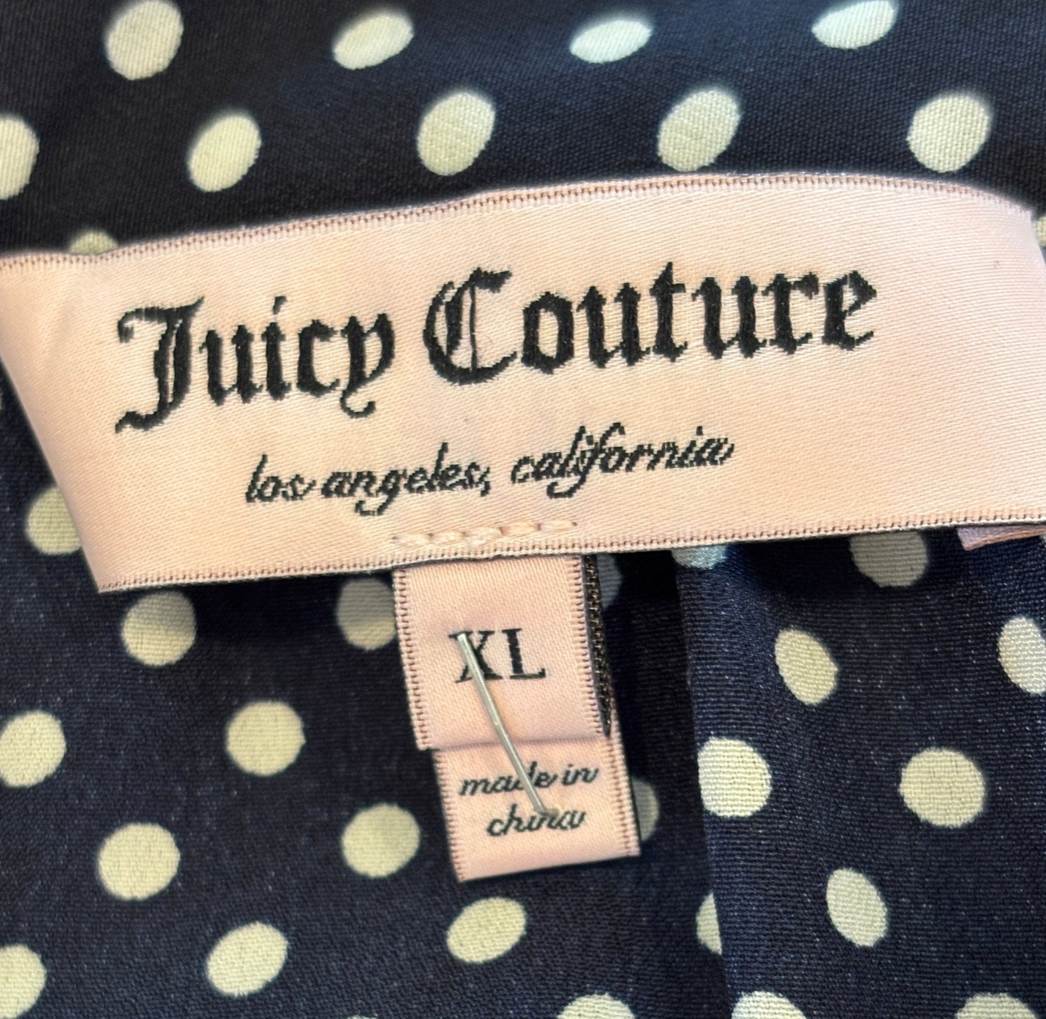 Juicy Couture brand label navy polka dot top size XL like new Sassy and Chic