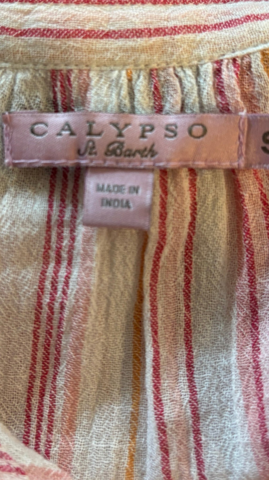 Calypso St Barth striped boho blouse label brand tag made in India like new Sassy and Chic