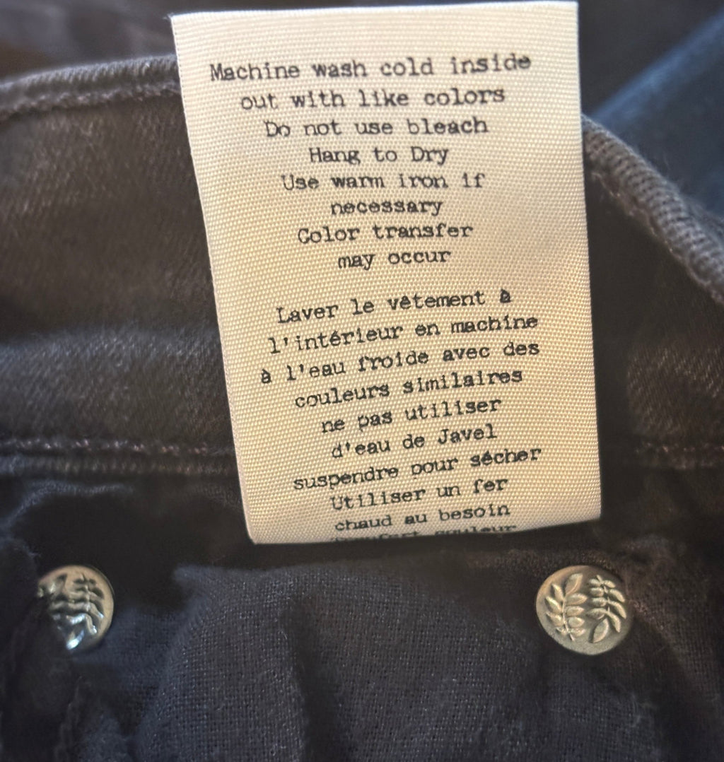 Rag and Bone ankle skinny jeans size 29 care label machine wash cold hang to dry