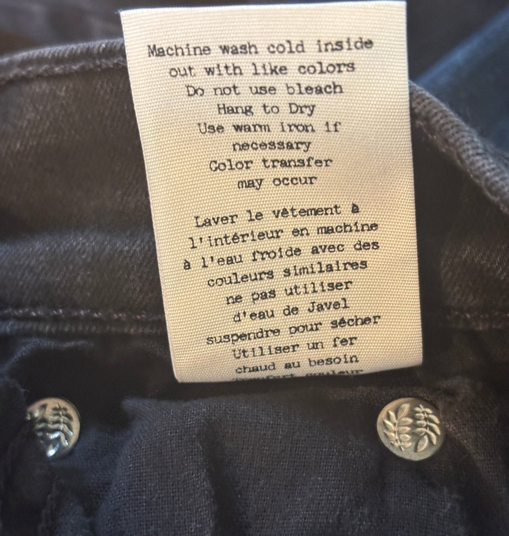 Rag and Bone ankle skinny jeans size 29 care label machine wash cold hang to dry