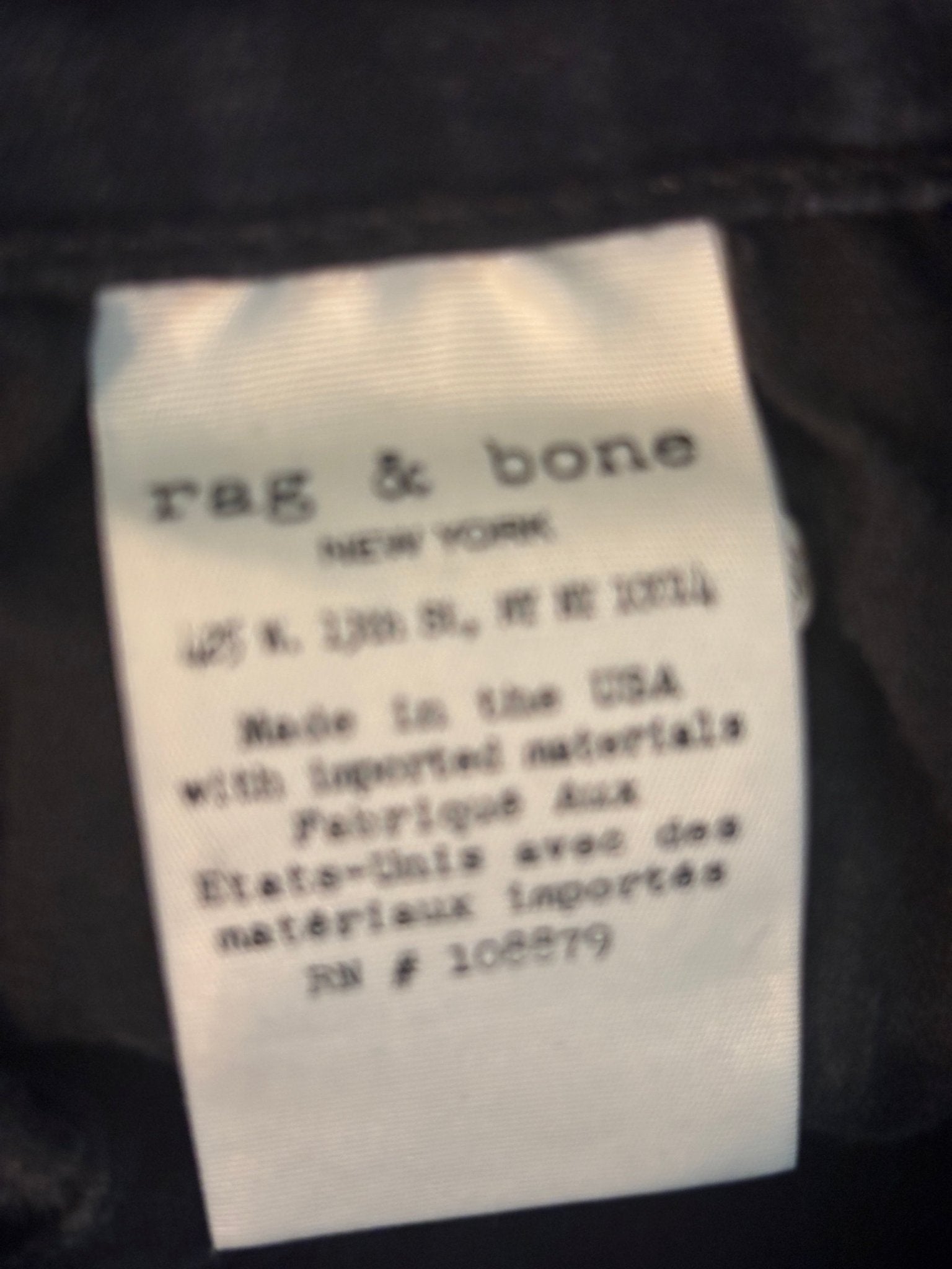 Rag and Bone ankle skinny jeans size 29 made in USA imported materials label