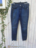 Rag and Bone Ankle Skinny jeans size 29 dark indigo raw hem front view