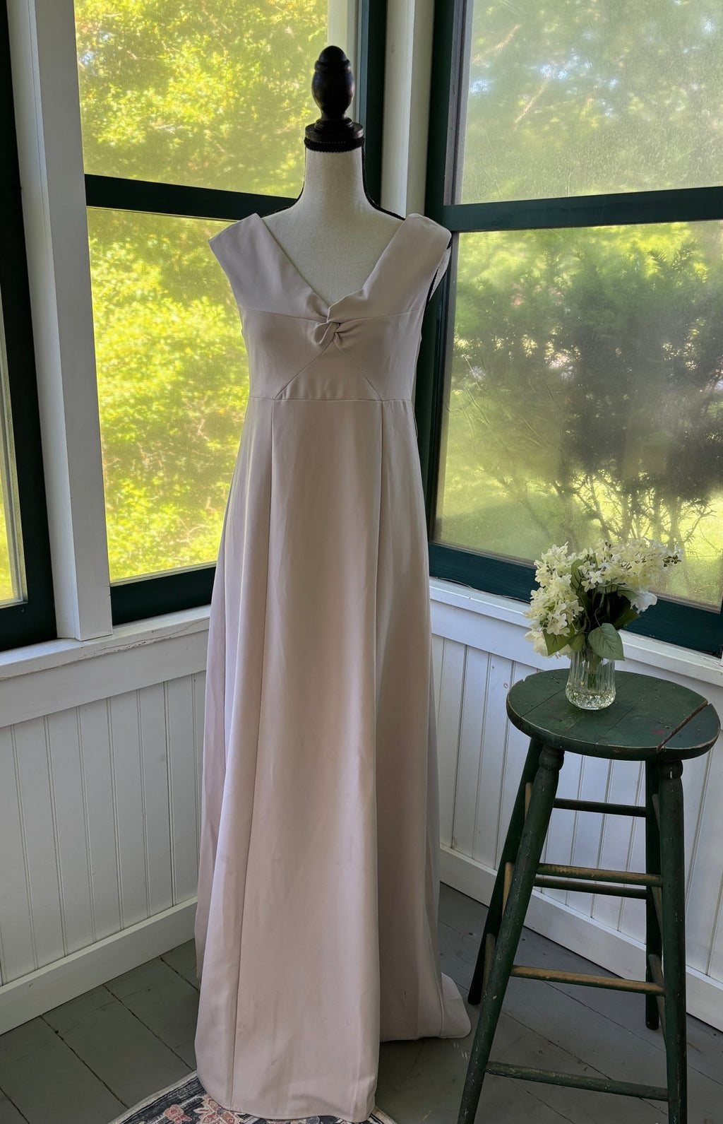 Show Me Your Mumu Zurich Knot Gown size medium blush taupe NWT front view full length