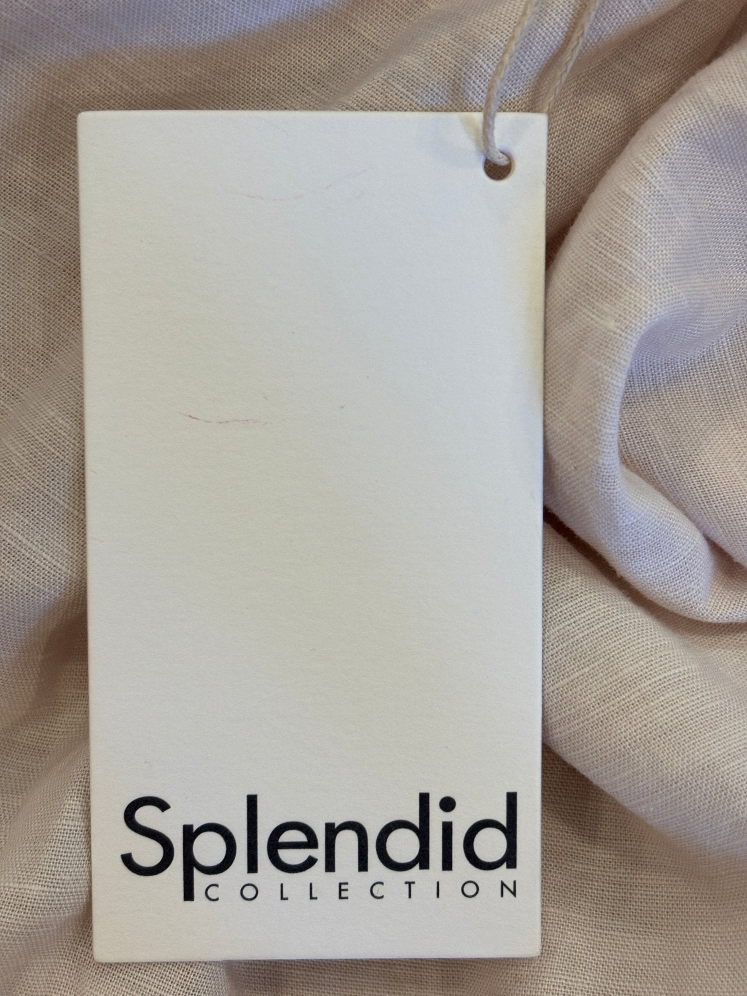 Splendid Collection brand hang tag front view