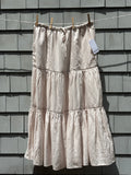 Splendid  linen maxi skirt cream tiered ruffle elastic waist size large NWT front view
