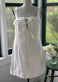 Minkpink Imogen Drill Tie Mini Dress white front view thrifted dresses new with tags Sassy and Chic