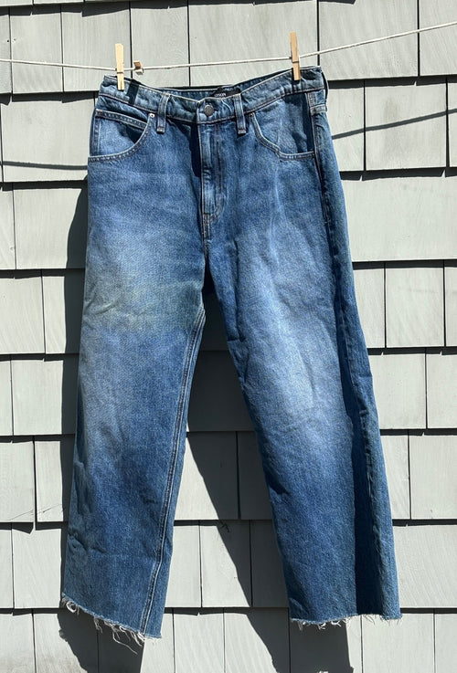 Hudson Sloane Extreme Baggy jeans front view high rise silhouette thrifted jeans Sassy and Chic