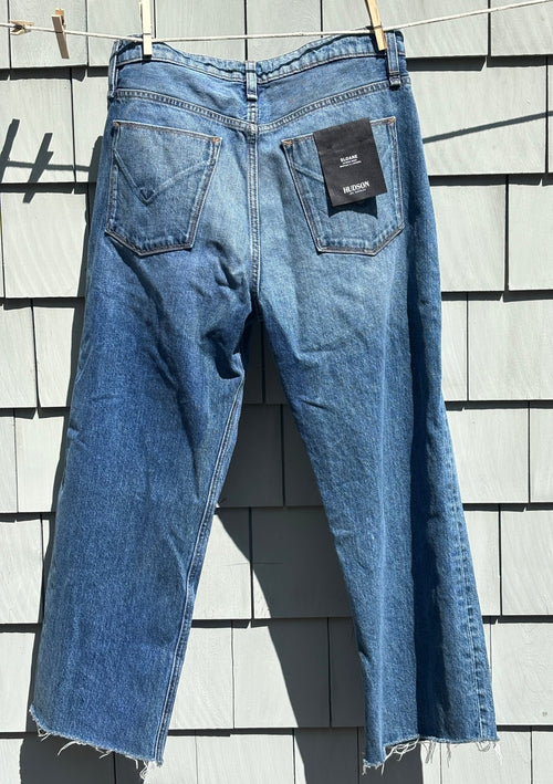 Hudson Sloane Extreme Baggy jeans back view frayed hem brand new tags Sassy and Chic