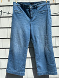 JCrew Wide Leg Crop jeans medium wash front view thrifted jeans new with tags Sassy and Chic