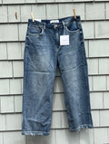 overvet high rise wide leg crop jeans medium wash front view thrifted jeans new with tags Sassy and Chic
