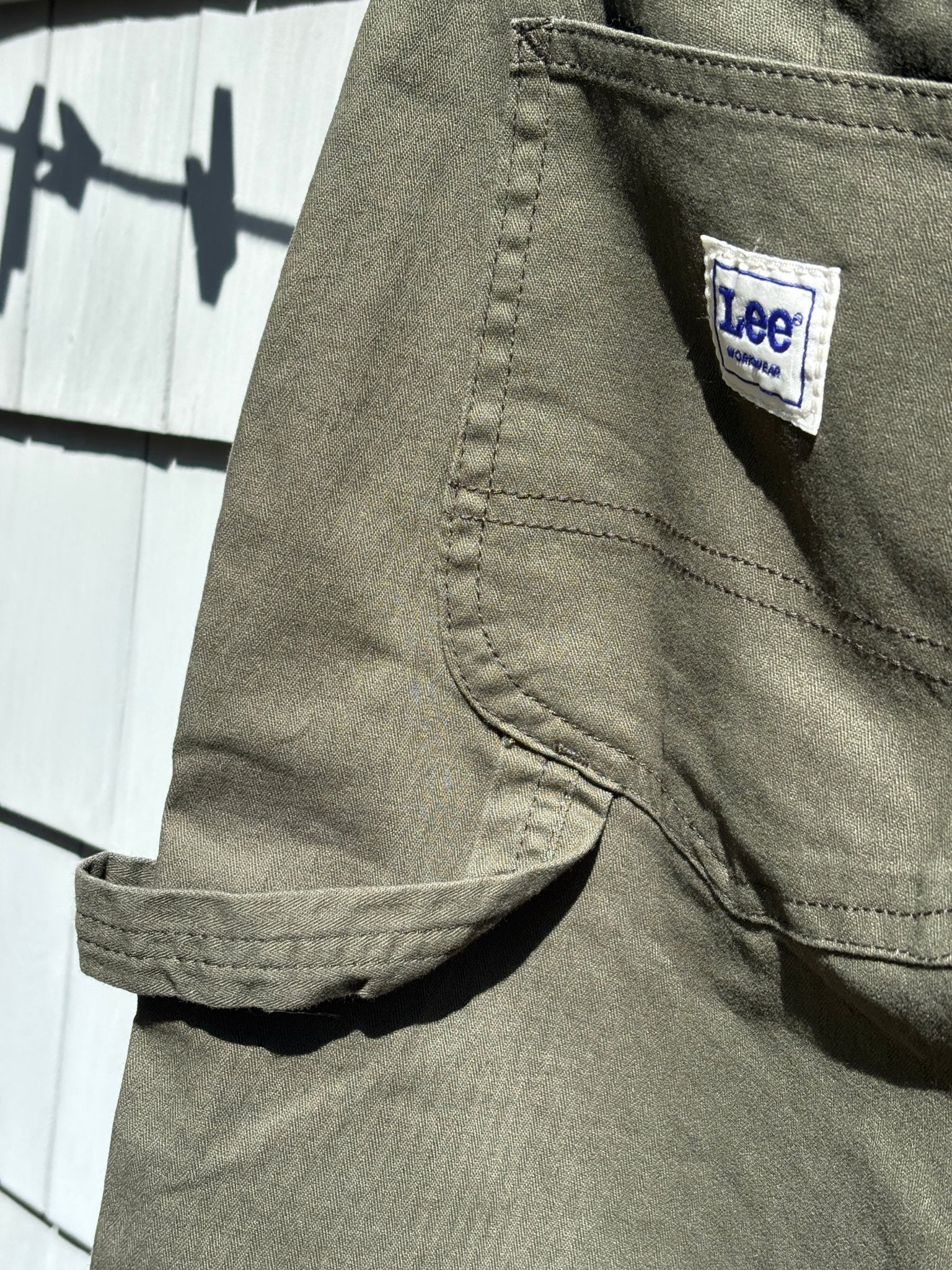Lee Heritage Workwear label hammer loop detail close up thrifted pants Sassy and Chic