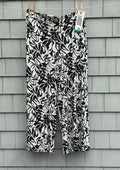 Three Dots black white botanical print wide leg pants front view pants new with tags Sassy and Chic