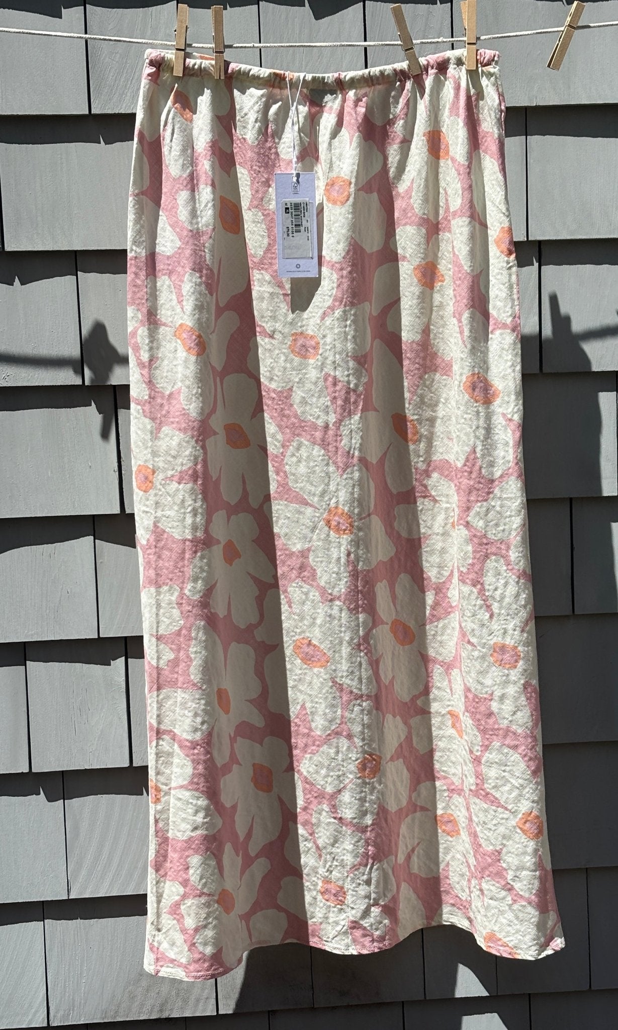 Rhythm Mimi Floral Maxi Skirt back view with tags elastic waistband thrifted skirts Sassy and Chic