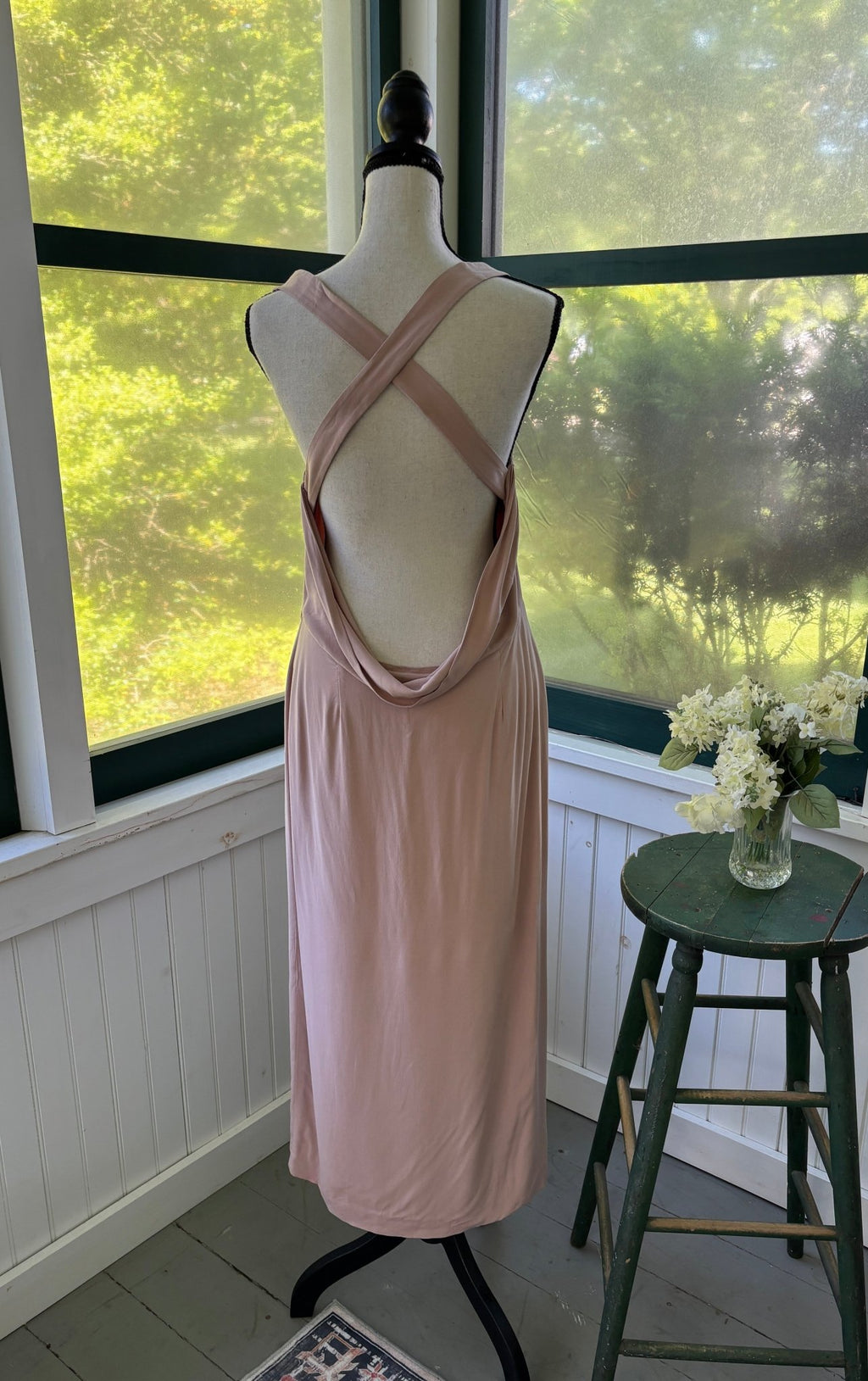 Tularosa crossback midi dress size medium open crossback detail back view blush pink like new