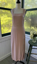 Tularosa crossback midi dress size medium blush pink square neck mother of pearl buttons front view like new