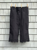 TwinSet Milano black lace hem crop pants pom pom trim Italian designer size 40 US 6 NWT front view